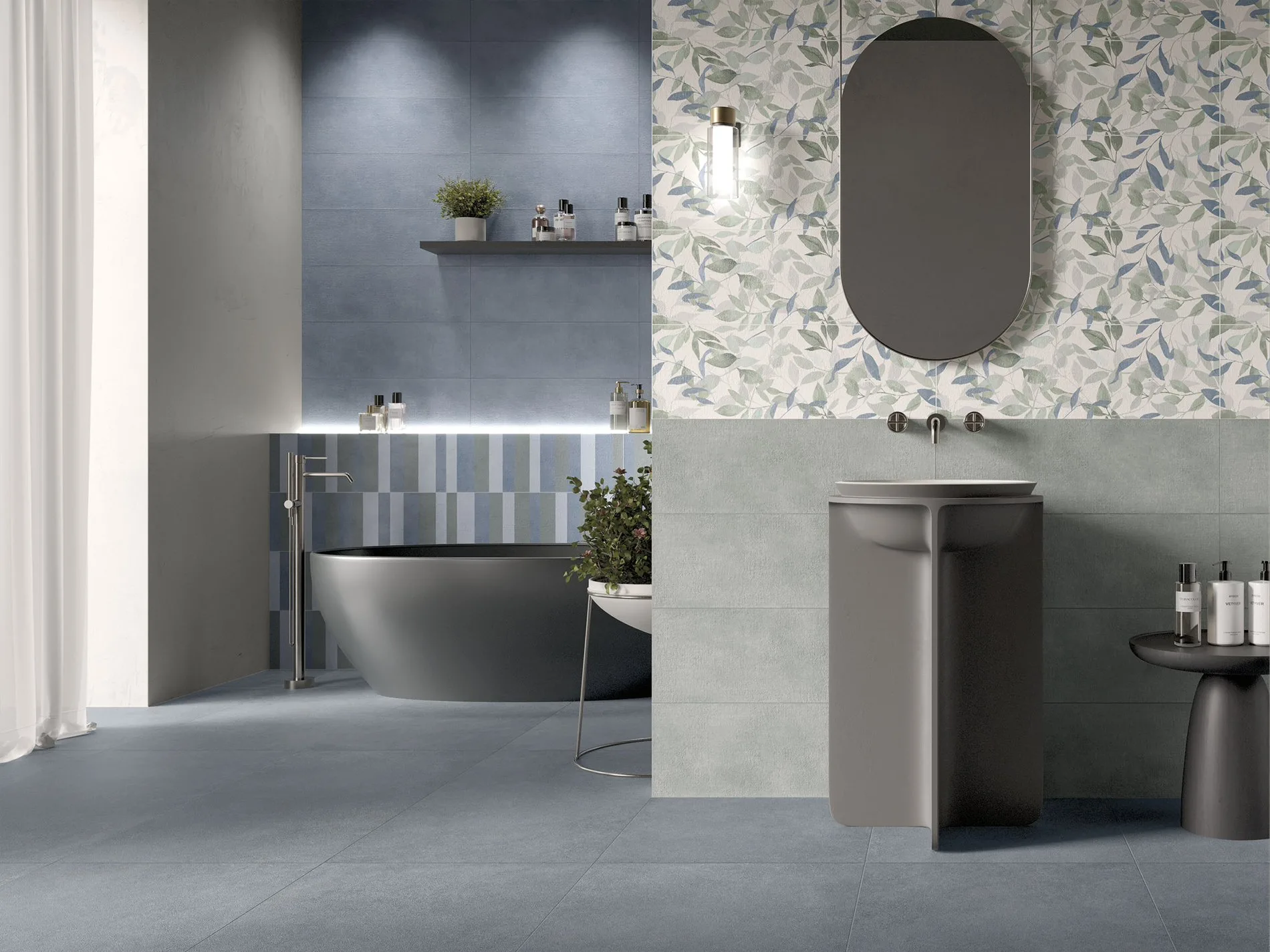 Mix di piastrelle per il bagno domestico