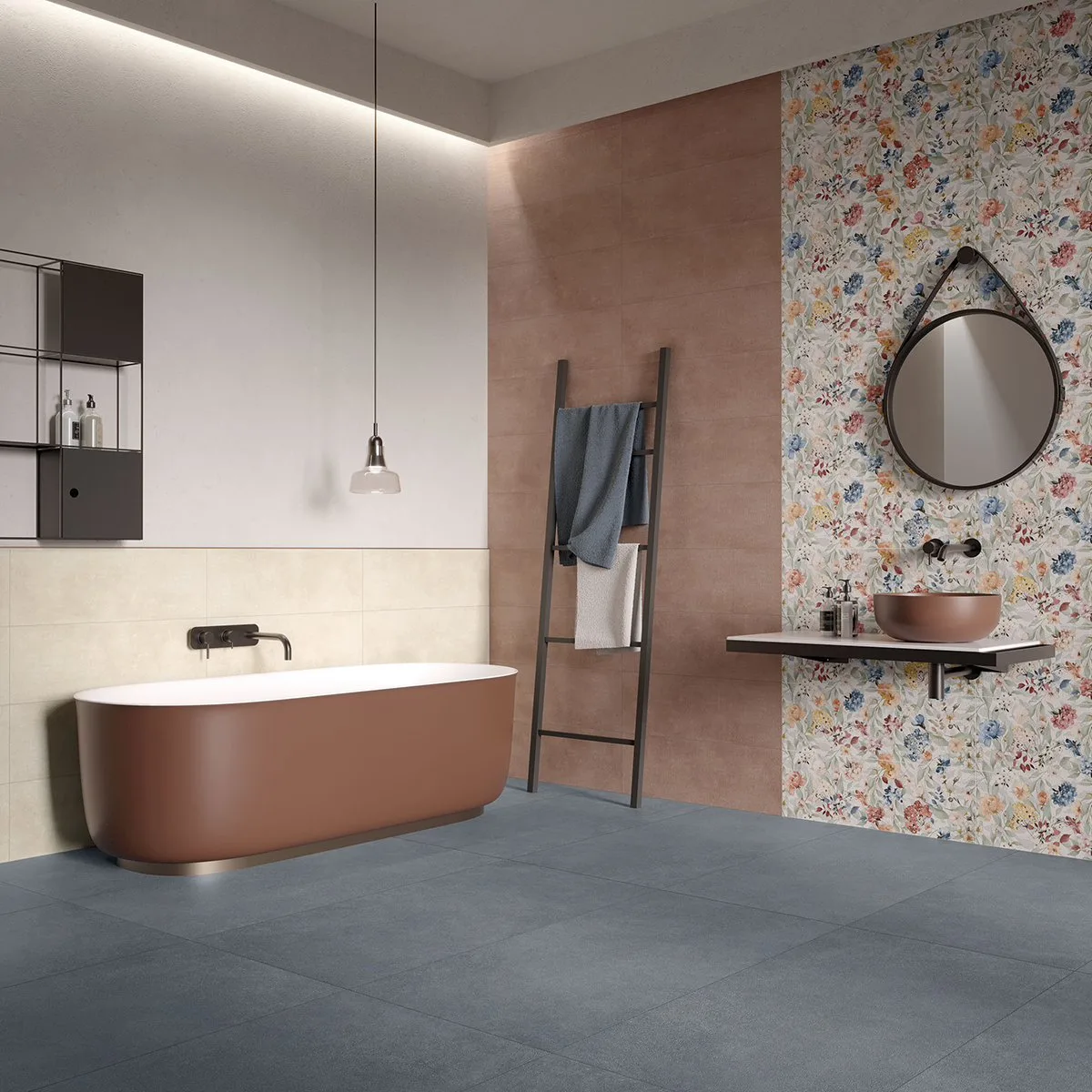 Piastrelle per bagno moderni dai toni caldi